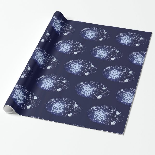 Papier Cadeau Papier d'enveloppement de Noël de la nuit de l'hiv (Déroulé)