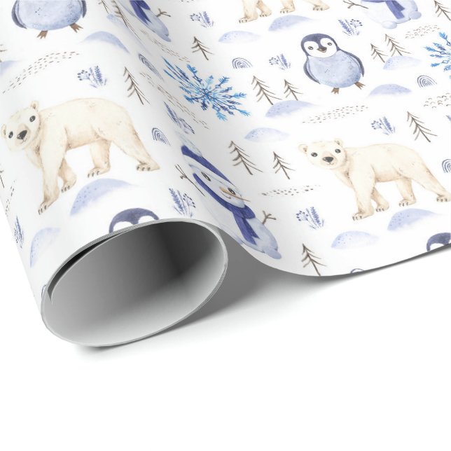 Papier Cadeau Papier d'enveloppement de Noël de l'Ours polaire (Coin rond)