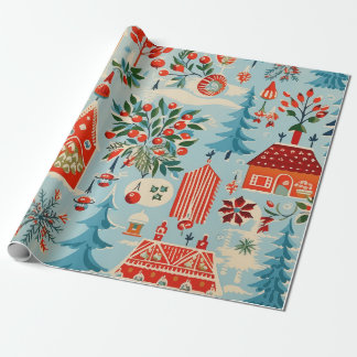 Papier Cadeau Papier d'enveloppement de Noël des années 1940