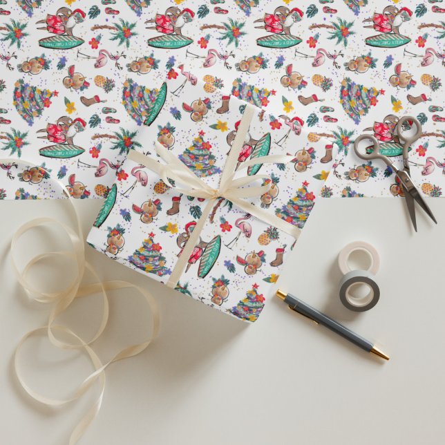Papier Cadeau Papier d'enveloppement de Noël des Fêtes tropicale (Créateur téléchargé)