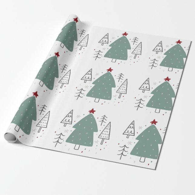Papier Cadeau Papier d'enveloppement de Noël en noir vert (Déroulé)