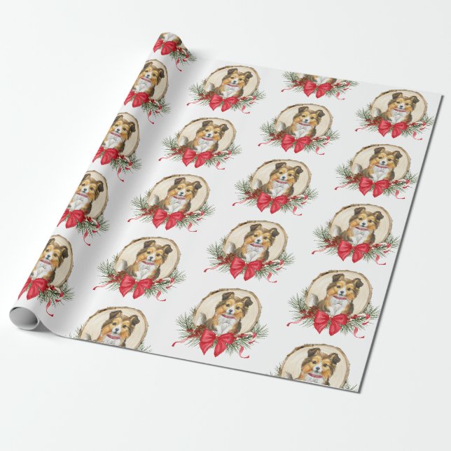Papier Cadeau Papier d'enveloppement de Noël en tranche de bois  (Déroulé)