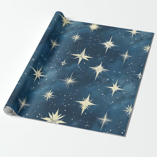 Papier Cadeau Papier d'enveloppement de Noël étoilé (Déroulé)