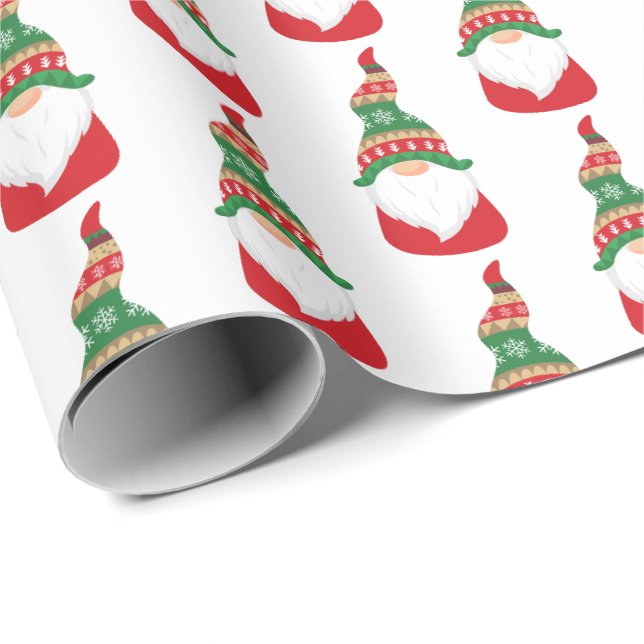 Papier Cadeau Papier d'enveloppement de Noël Festin Gnome (Coin rond)