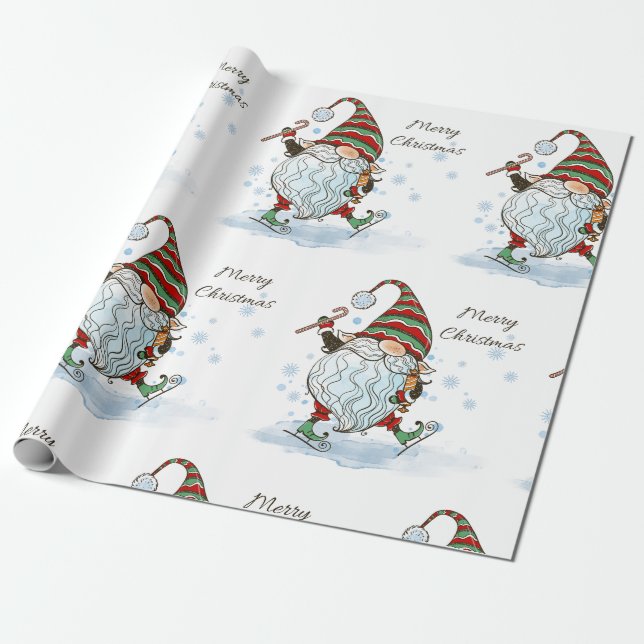 Papier Cadeau Papier d'enveloppement de Noël Gnome (Déroulé)