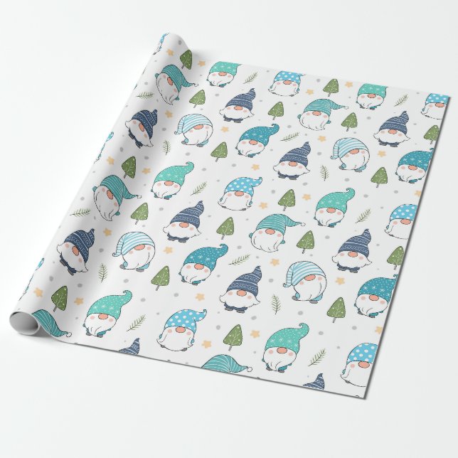 Papier Cadeau Papier d'enveloppement de Noël Gnomes (Déroulé)