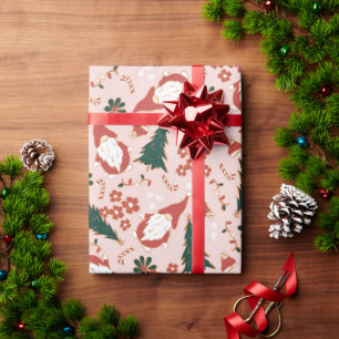 Papier Cadeau Papier d'enveloppement de Noël Gnomes rétro