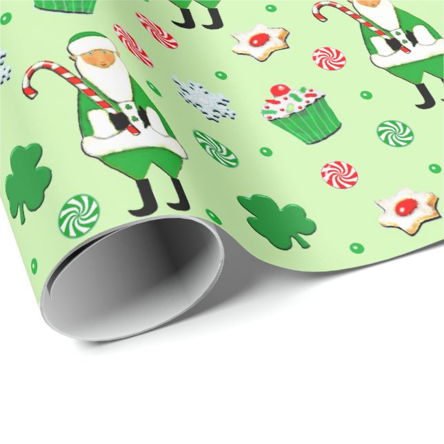 Papier Cadeau Papier d'enveloppement de Noël irlandais (Coin rond)