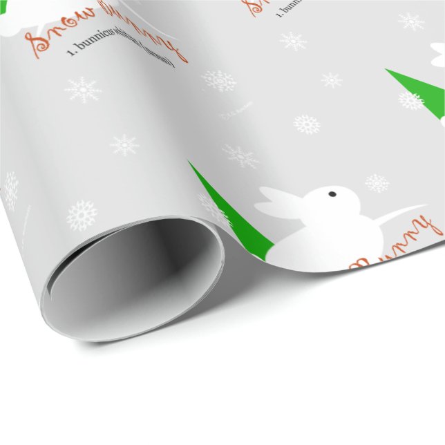 Papier Cadeau Papier d'enveloppement de Noël lapin de neige (Coin rond)