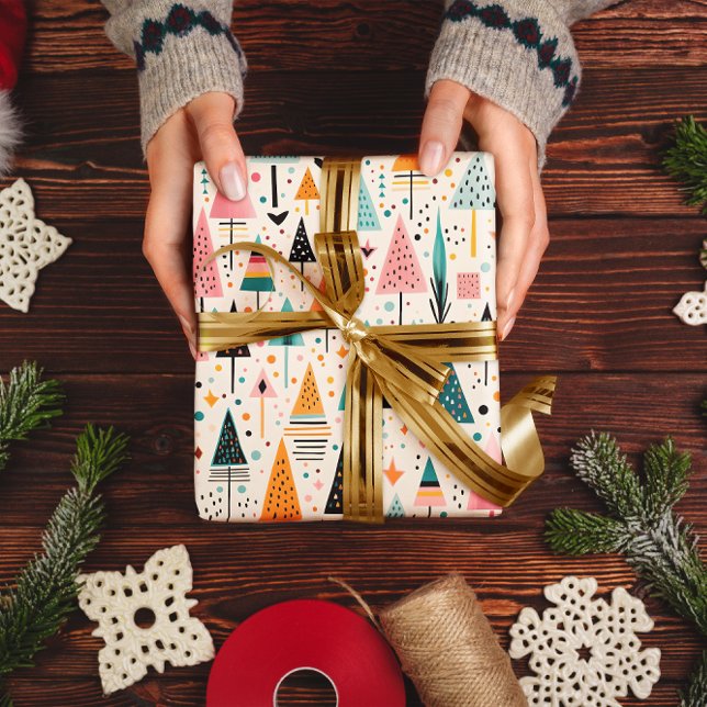 Papier Cadeau Papier d'enveloppement de Noël moderne et géométri (Créateur téléchargé)