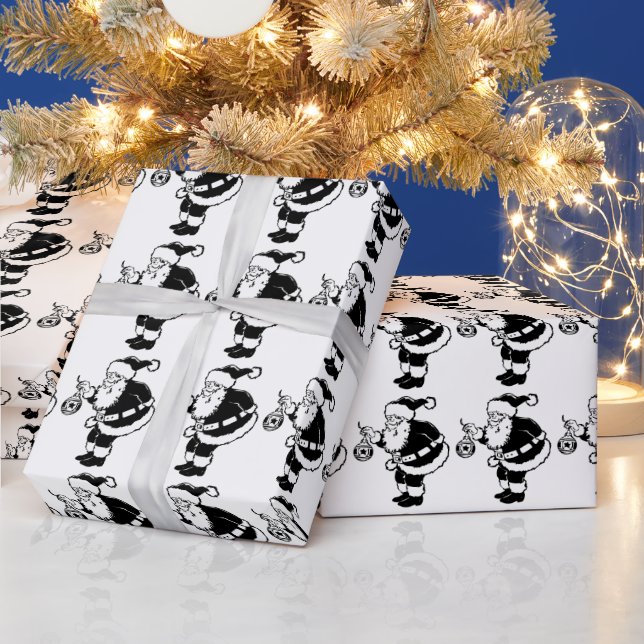 Papier Cadeau Papier d'enveloppement de Noël noir et blanc du Pè (Vacances)