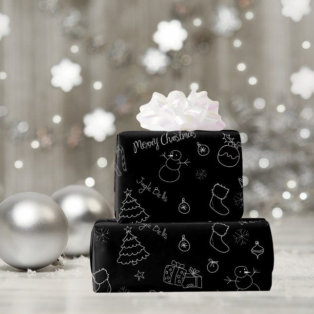 Papier Cadeau Papier d'enveloppement de Noël noir Festive (Créateur téléchargé)