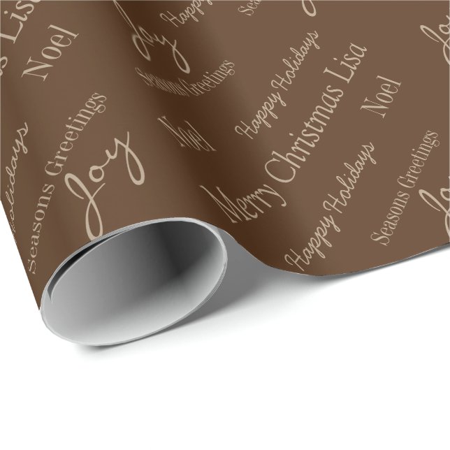 Papier Cadeau Papier d'enveloppement de Noël Nom personnalisé (Coin rond)