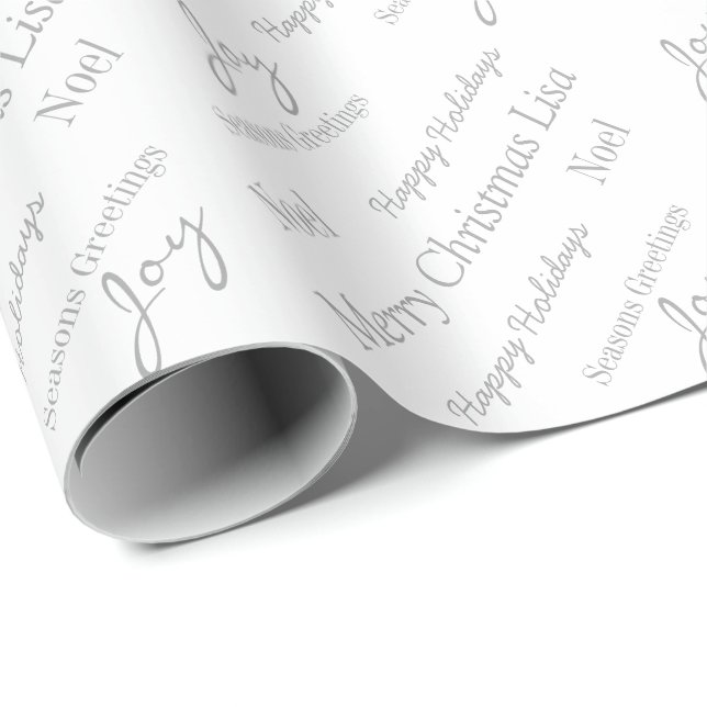 Papier Cadeau Papier d'enveloppement de Noël Nom personnalisé (Coin rond)