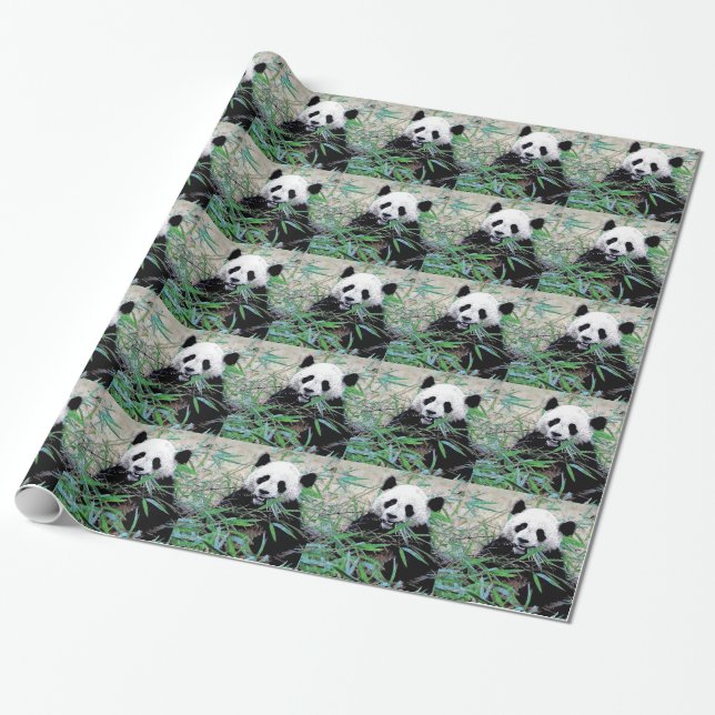Papier Cadeau Papier d'enveloppement de Noël Panda (Déroulé)