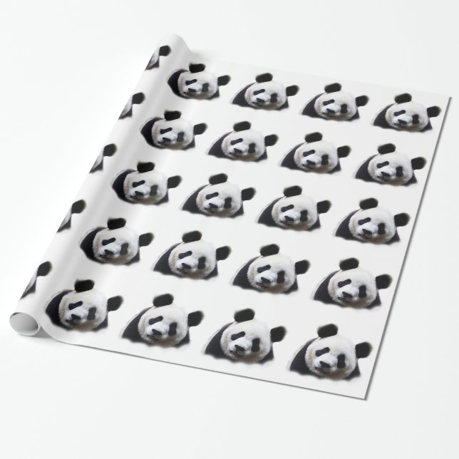 Papier Cadeau Papier d'enveloppement de Noël Panda noir et blanc (Déroulé)