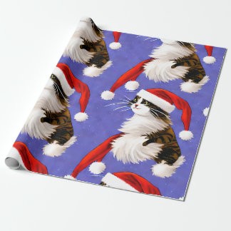 Papier Cadeau Papier d'enveloppement de Noël père Noël Cat