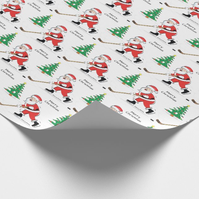 Papier Cadeau Papier d'enveloppement de Noël Père Noël de hockey (Coin)