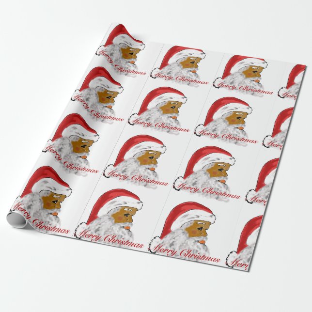 Papier Cadeau Papier d'enveloppement de Noël Père Noël noir (Déroulé)