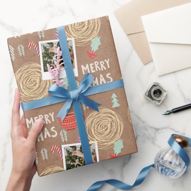 Papier Cadeau Papier d'enveloppement de Noël personnalisé avec u (Cadeaux)