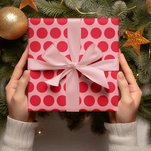 Papier Cadeau Papier d'enveloppement de Noël Pois rouge moderne (Créateur téléchargé)