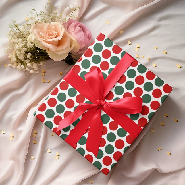 Papier Cadeau Papier d'enveloppement de Noël Polka vert rouge (Créateur téléchargé)