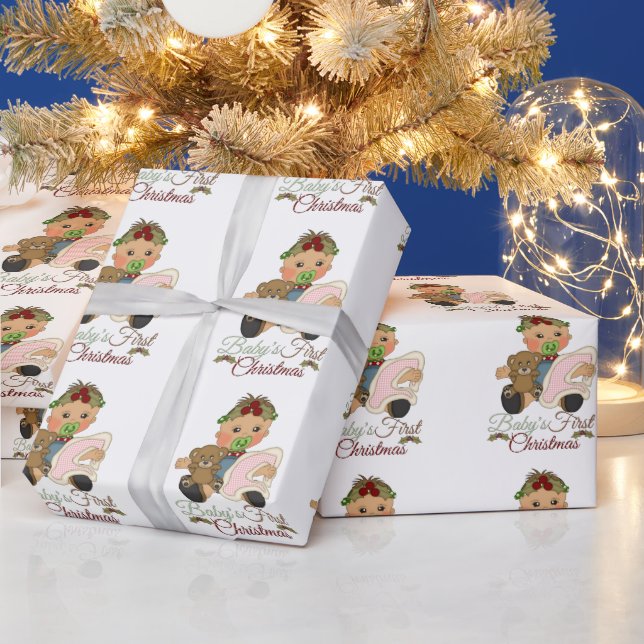 Papier Cadeau Papier d'enveloppement de Noël pour bébés filles (Vacances)
