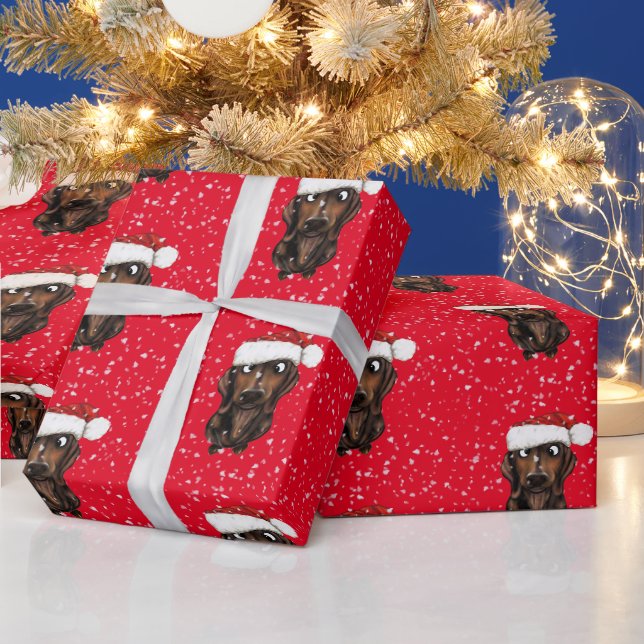Papier Cadeau Papier d'enveloppement de Noël pour chien de sauci (Vacances)