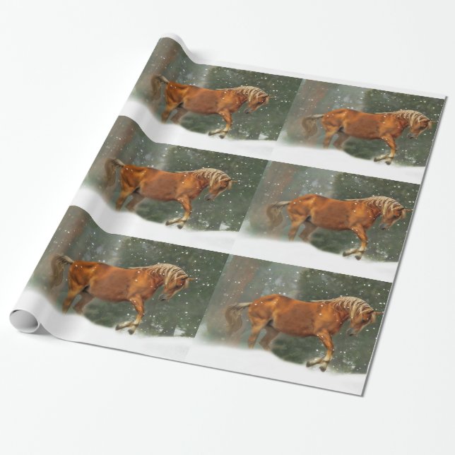 Papier Cadeau Papier d'enveloppement de Noël pour le cheval et l (Déroulé)
