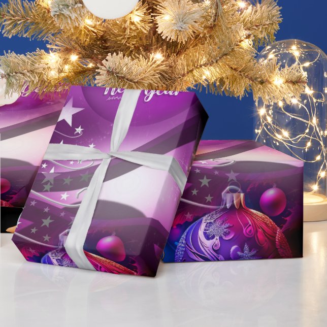 Papier Cadeau Papier d'enveloppement de Noël pourpre (Vacances)