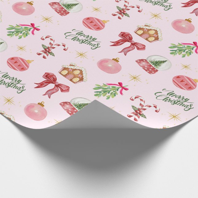 Papier Cadeau Papier d'enveloppement de Noël rose (Coin)