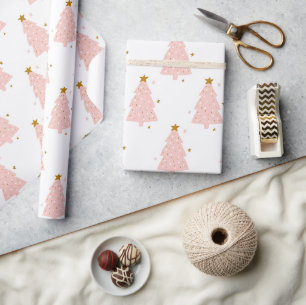 Papier Cadeau Papier d'enveloppement de Noël rose