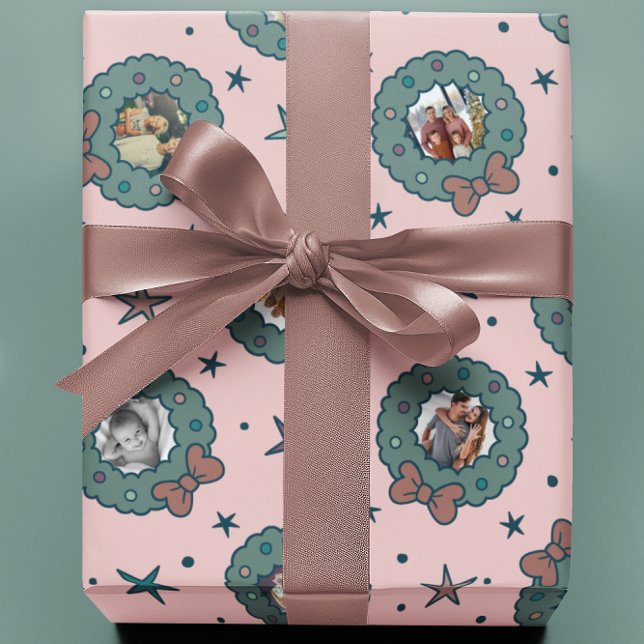 Papier Cadeau Papier d'enveloppement de Noël rose de huit photos (Créateur téléchargé)