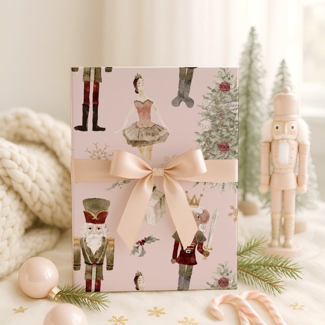 Papier Cadeau Papier d'enveloppement de Noël rose pâle (Créateur téléchargé)