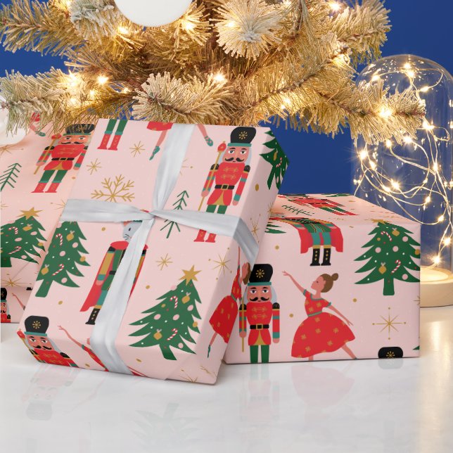 Papier Cadeau Papier d'enveloppement de Noël rose pâle (Vacances)