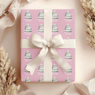 Papier Cadeau Papier d'enveloppement de Noël rose personnalisé