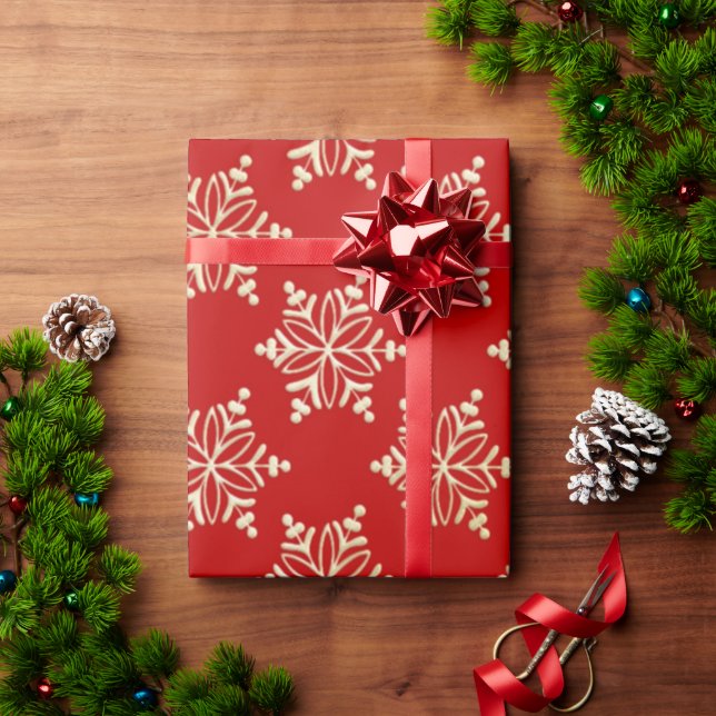 Papier Cadeau Papier d'enveloppement de Noël rouge et or (Cadeau de vacances)