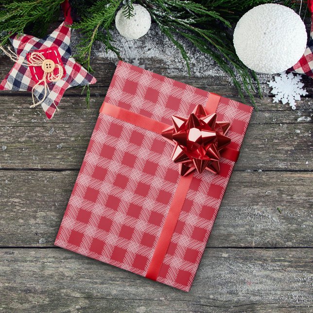 Papier Cadeau Papier d'enveloppement de Noël Rouge Plaid (Créateur téléchargé)