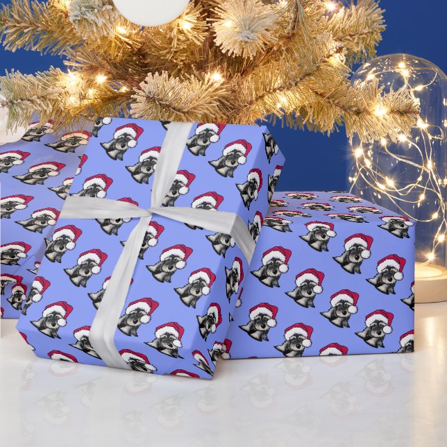 Papier Cadeau Papier d'enveloppement de Noël Schnauzer KiniArt (Vacances)