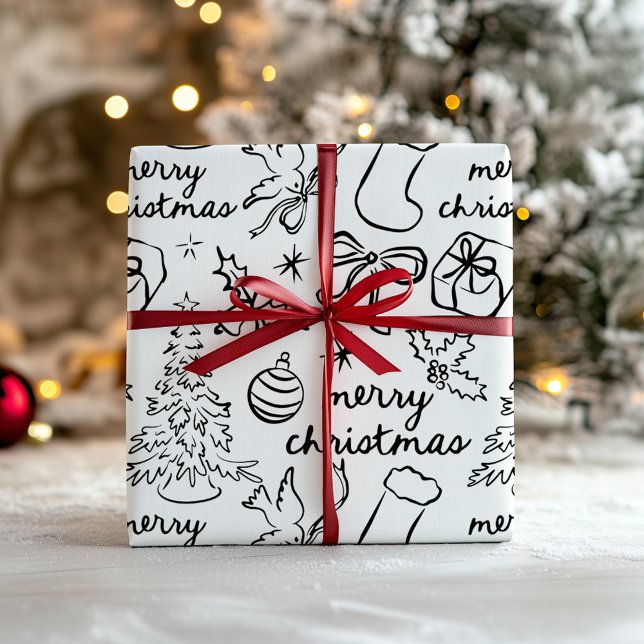 Papier Cadeau Papier d'enveloppement de Noël tiré à la main (Créateur téléchargé)