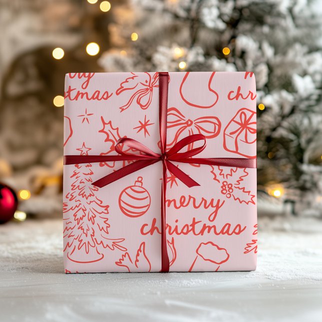 Papier Cadeau Papier d'enveloppement de Noël tiré à la main (Créateur téléchargé)