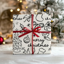 Papier d'enveloppement de Noël tiré à la main