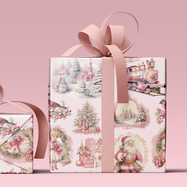 Papier Cadeau Papier d'enveloppement de Noël victorien rose anti (Créateur téléchargé)