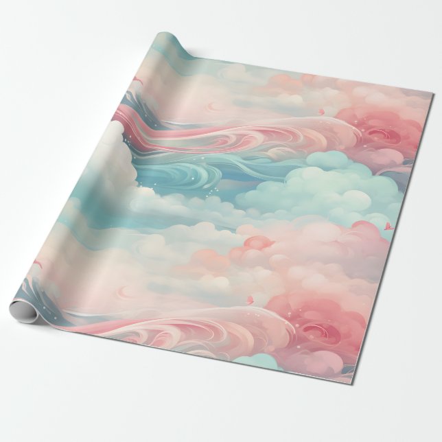 Papier Cadeau Papier d'enveloppement de nuages doux (Déroulé)