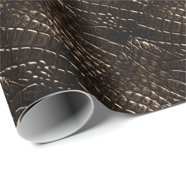 Papier Cadeau Papier d'enveloppement de peau de crocodile noir,  (Coin rond)