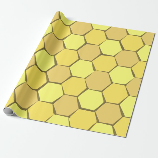 Papier Cadeau Papier d'enveloppement de peigne jaune moderne (Déroulé)
