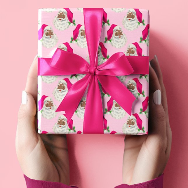 Papier Cadeau Papier d'enveloppement de Père Noël noir rose chau (Créateur téléchargé)