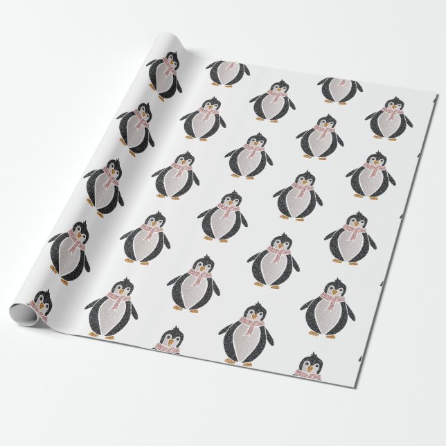 Papier Cadeau Papier d'enveloppement de pingouin à Parties scint (Déroulé)