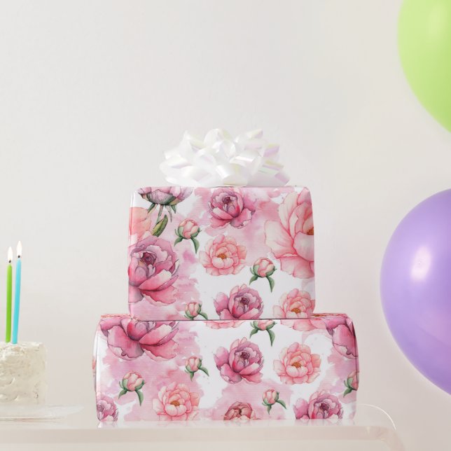 Papier Cadeau Papier d'enveloppement de pivoines roses nuptiales (Cadeaux de fête)