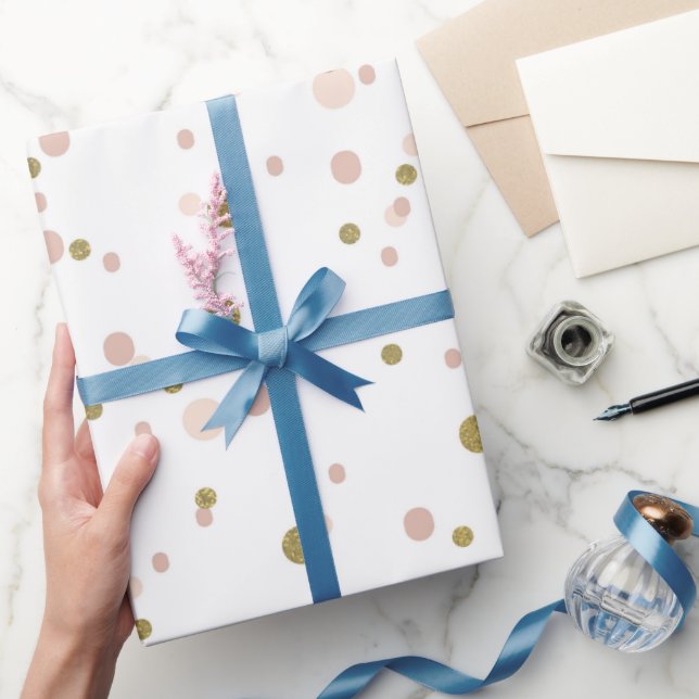 Papier Cadeau Papier d'enveloppement de points d'or rose (Cadeaux)